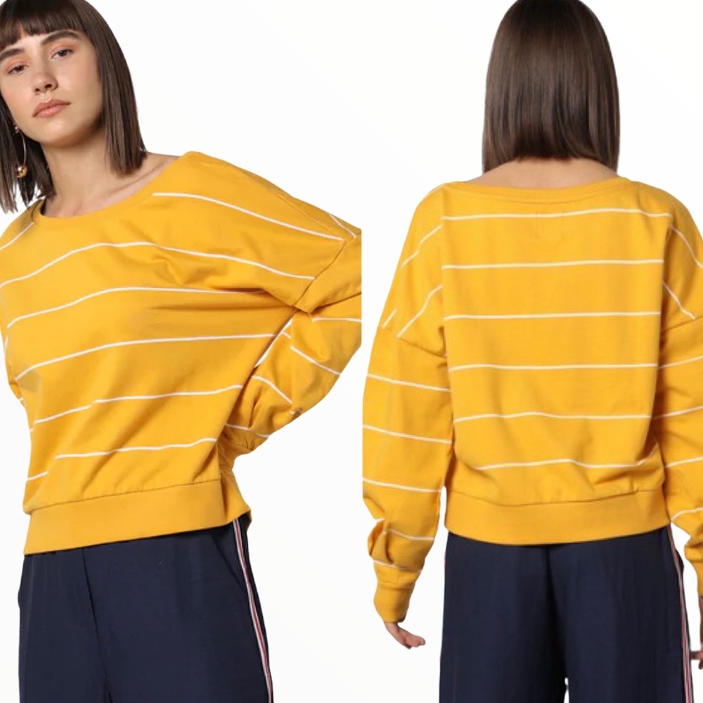 ONLY (Nordstrom) ONLJytte Stripe Sweater Mustard Yellow Size Medium
